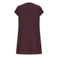 thumbnail image 6 of ZZwxWA Womens Dresses Short Sleeve Fashion Oversize Cap Sleeve High Waist Loose Summer Vacation Outdoor Pullover Cute Party Solid Mini Dress Crewneck Dresses Wine S, 6 of 7