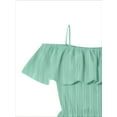 thumbnail image 3 of Mikrdoo Kid Girls Clothes 8Y,9Y,10Y,11Y,12Y Girls Straps Off Shoulder Crop Tops and Pants Set 2Pcs Spring Fall Outfits Green, 3 of 5