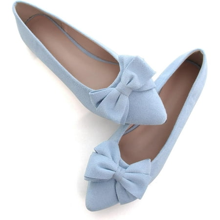 

Pfhytec LU Pointy Toe Ballet Flats for Women with Cute Bowknot Elegant Slip-ons Soft Support Daily Walking Shoes