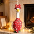 thumbnail image 7 of Porch Goose Christmas Outfit with Teal Holiday Print Headwrap and Wrapped Skirt Seasonal Outdoor Yard Decor Accessory for 19 To 23 Inch Statue Display, 7 of 7