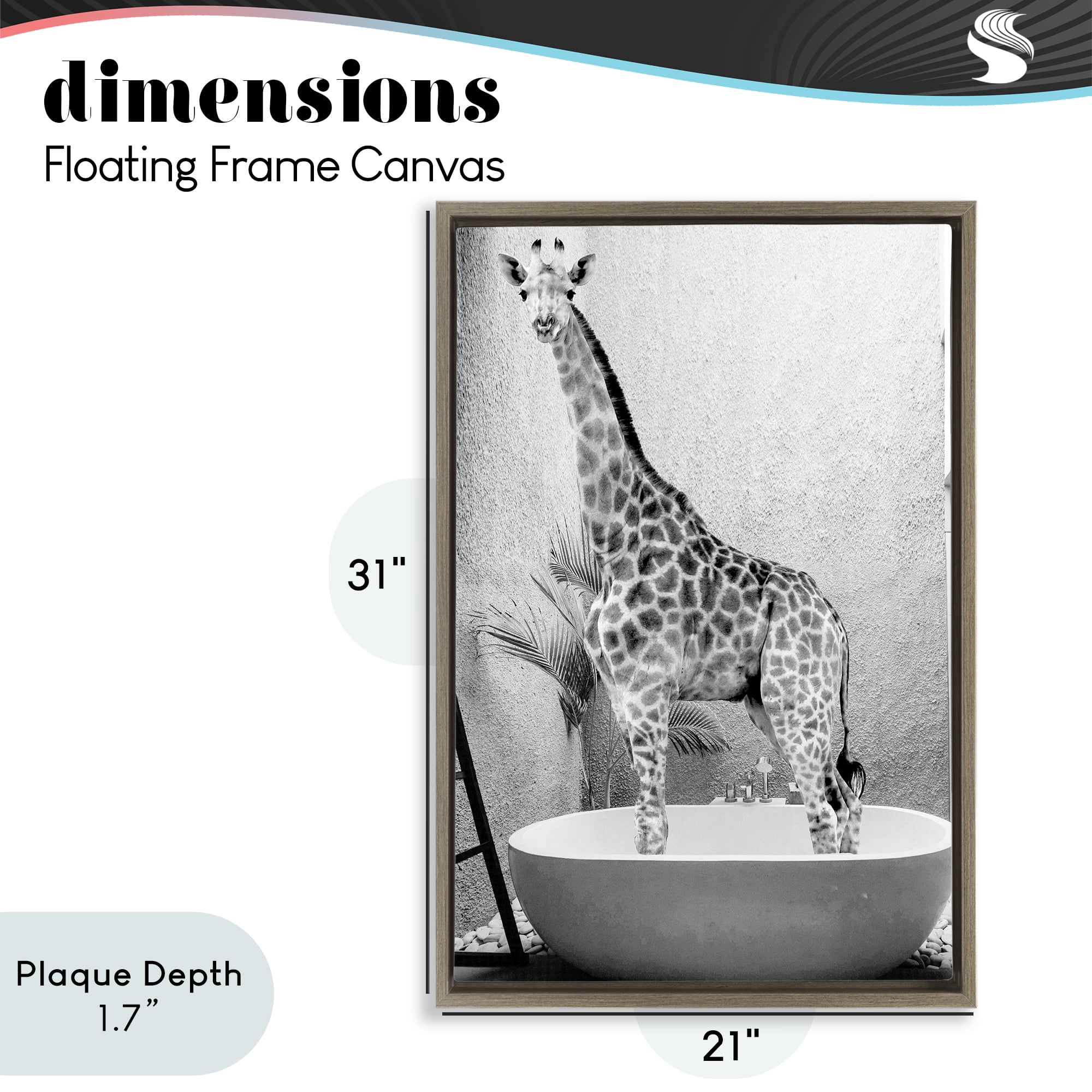 Stupell Industries Safari Bath Standing Tall Brown Framed Floater Canvas Wall Art, design by SD Graphics Studio