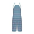 thumbnail image 4 of YeJammarp Summer Loose Rompers with Pockets Cozy Stretch Cotton Spaghetti Strap Striped Sleeveless Jumpsuits Womens (Large, Navy), 4 of 5