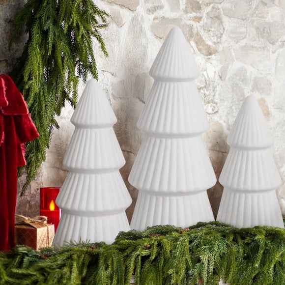 Set de árboles navideños de cerámica con terciopelo MOREDOTS