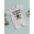 thumbnail image 4 of Miaouyo Infant Baby Boys Summer Casual Romper Short Sleeve Round Neck Letter and Rugby Print Jumpsuit,0-18 Months, 4 of 9