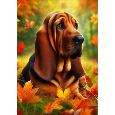 Bloodhound - Best of Breed DCR Falling Leaves Garden Flag 12" x 17"