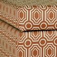 thumbnail image 3 of Geometric Patterned Square Wooden Ottoman with Lift Off Lid Storage Orange and Cream - Saltoro Sherpi, 3 of 10