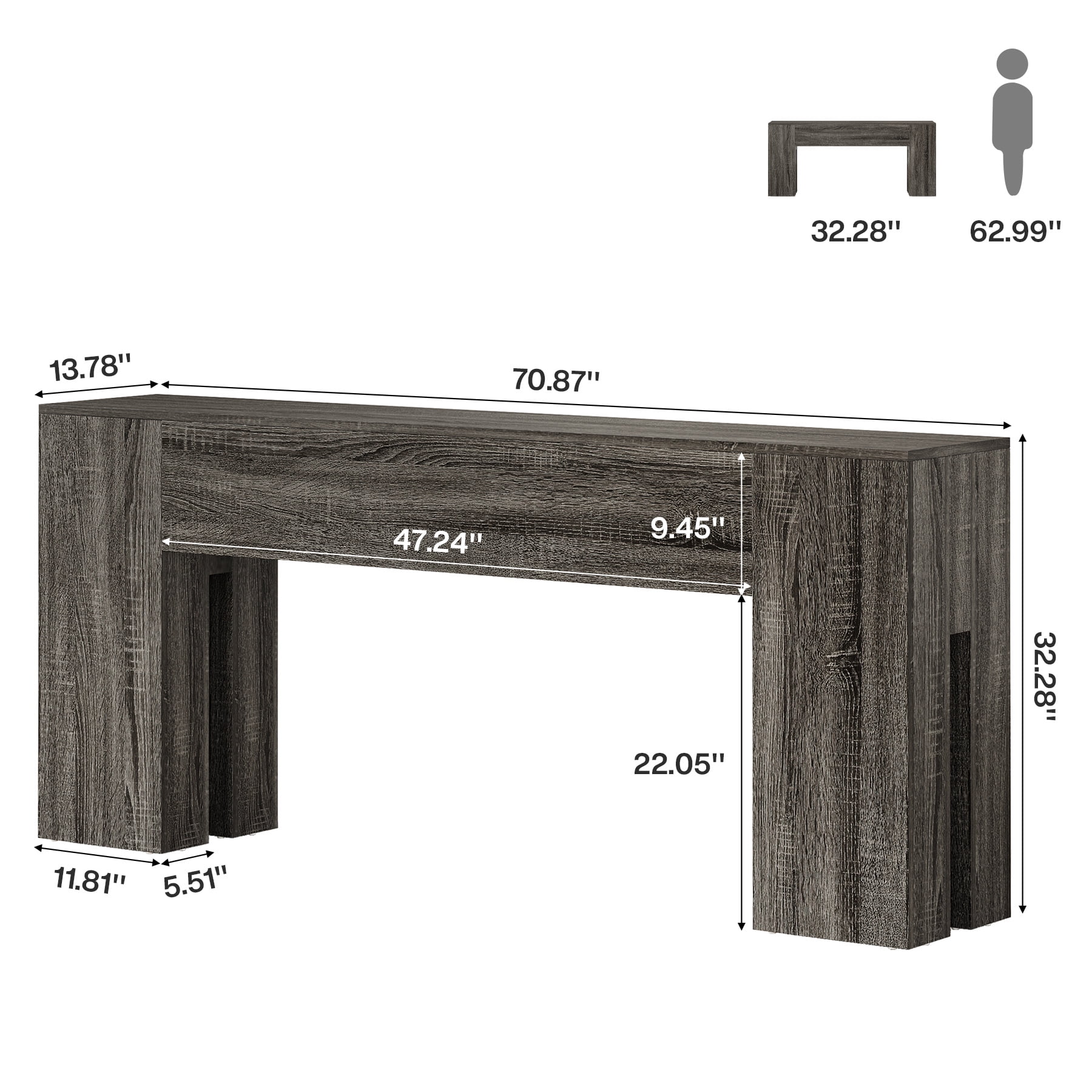 Tribesigns 71-inch Long Console Table for Entryway, Farmhouse Sofa Console Behind Couch, Entry Table for Hallway, Foyer, Living Room, Gray