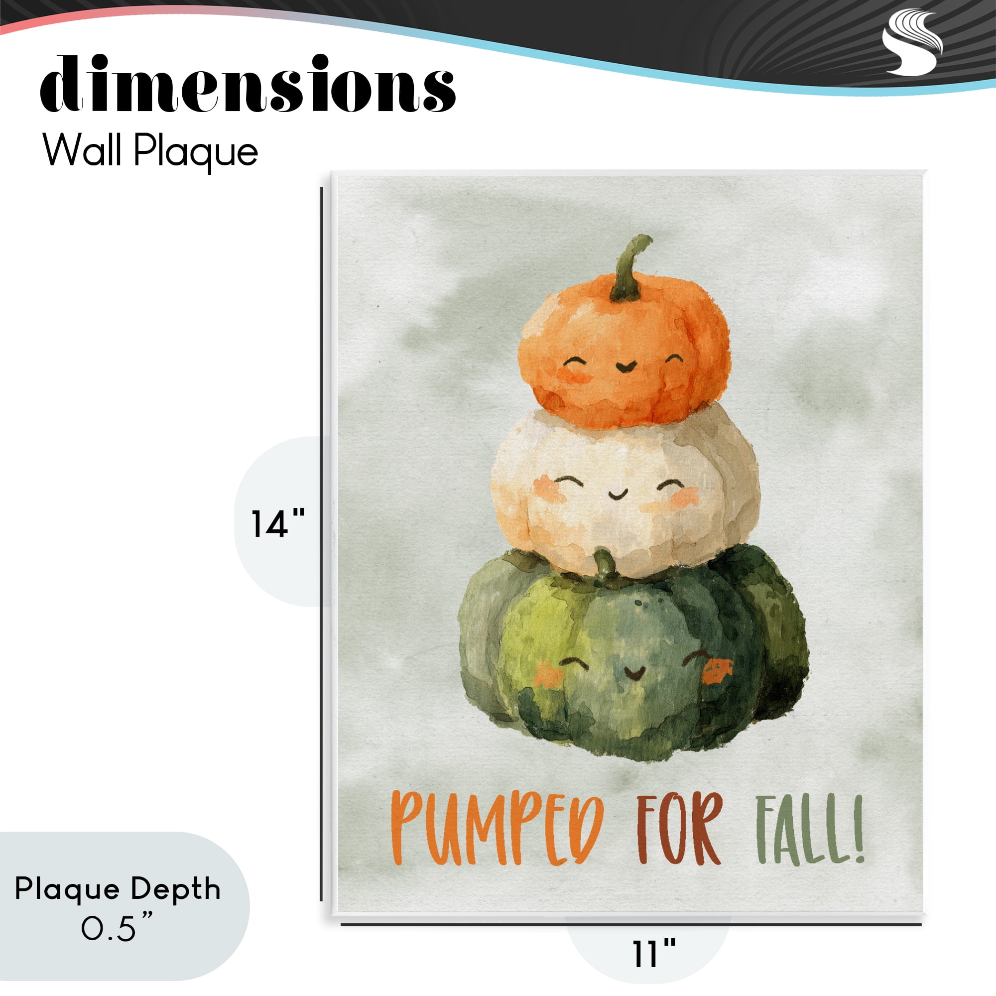 Stupell Industries Smiling Pumpkins Pumped For Fall Wall Plaque Art, design by Ziwei Li