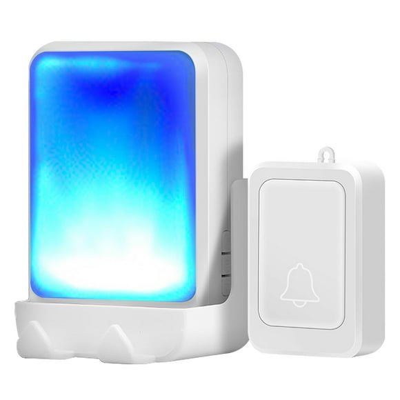 Timbre con flash fuerte con 7 colores de luz brillante y 4 volúmenes, timbres inalámbricos de 600 pies, en casa/oficina, adecuado para personas mayores, personas con discapacidad auditiva