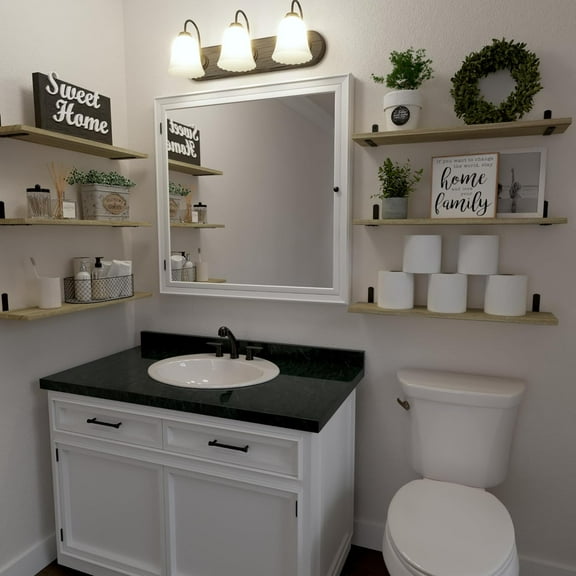 YANGLI Set of 6 Rustic Brown Floating Shelves - 24 Inch Farmhouse Wood Shelves for Bedroom, Bathroom & Living Room