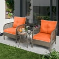 thumbnail image 2 of FYRICKLYLINOO 3 Pcs Outdoor Patio Furniture Set with 2 Pcs Pillows, 3 Piece Patio Wicker Chairs with End Table, Rattan Patio Furniture Chairs Set for Lawn, Garden, Backyard, Poolside(Orange), 2 of 7