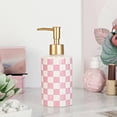 thumbnail image 3 of Checkered Ceramic Soap Dispenser with Rust Proof Gold Matte Pump Decorative Soap Dispenser for Bathroom or Kitchen (Black & White), 3 of 13