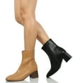 thumbnail image 6 of Delicious Women's Square Toe High Top Mid Block Heel Ankle Bootie, Black PU ,  8 M US, 6 of 6