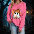 thumbnail image 4 of Enyan Womens Halloween Shirts Spooky Season Long Sleeve Ghost Graphic Shirt Fall Pumpkin Tops Halloween Shirt Women Hot Pink,XL, 4 of 7