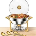 thumbnail image 7 of 5Qt Stainless Steel Round Chafing Dish Buffet Set, Full Size Food Warmer with Glass Lid, Folding Stand & Fuel Holder for Catering, Weddings, Parties, Banquets, 7 of 7