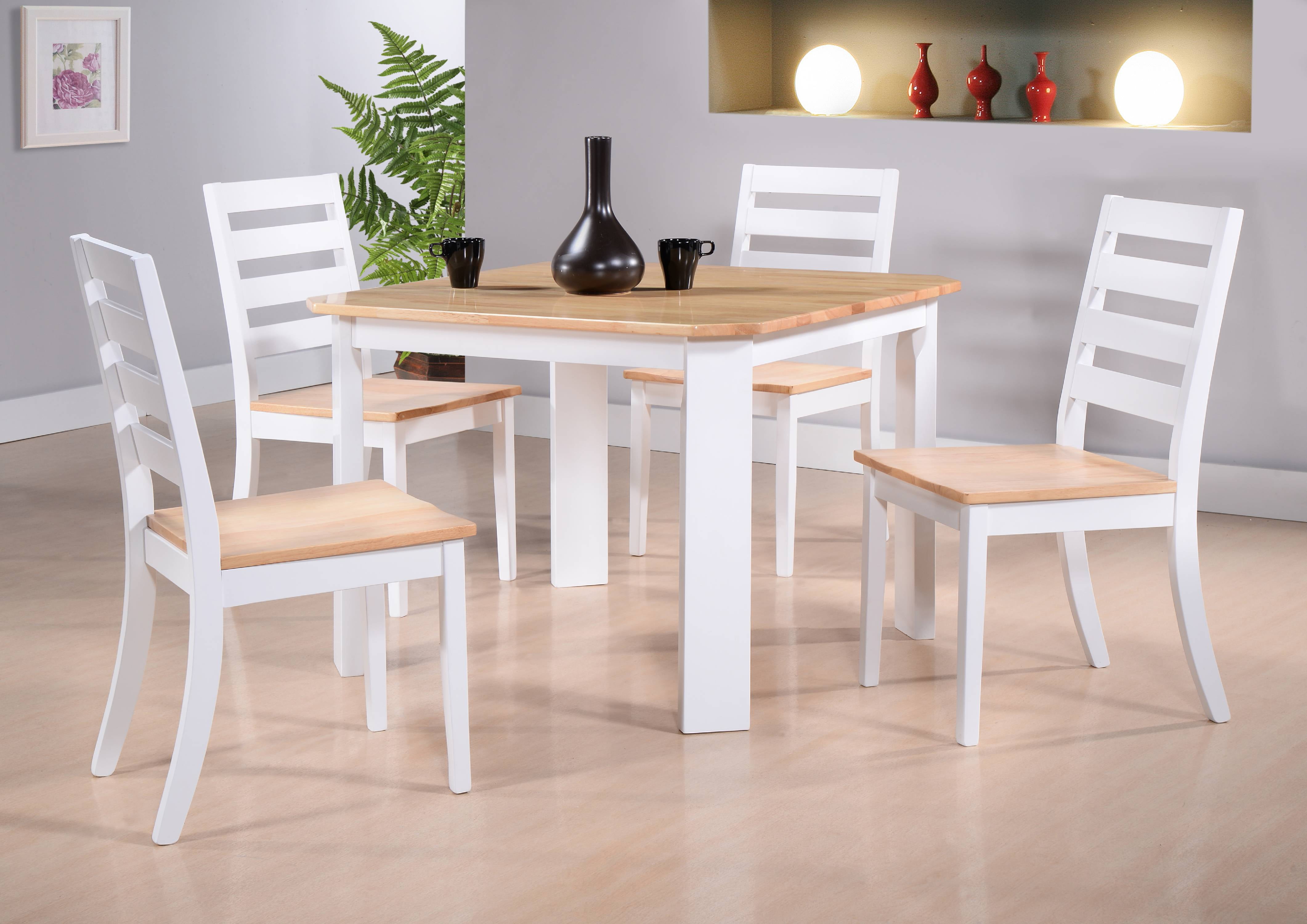 white wooden kitchen table and chair