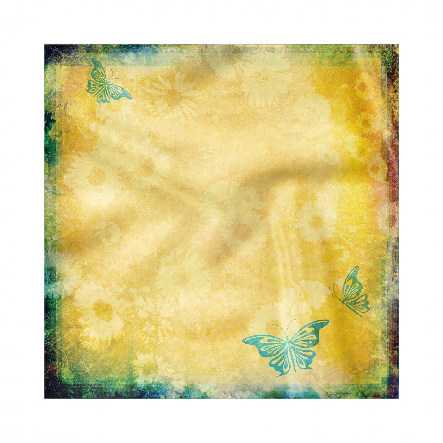 Vintage Decorative Napkins Set of 4, Grunge Look Faded Gerbera Daisy