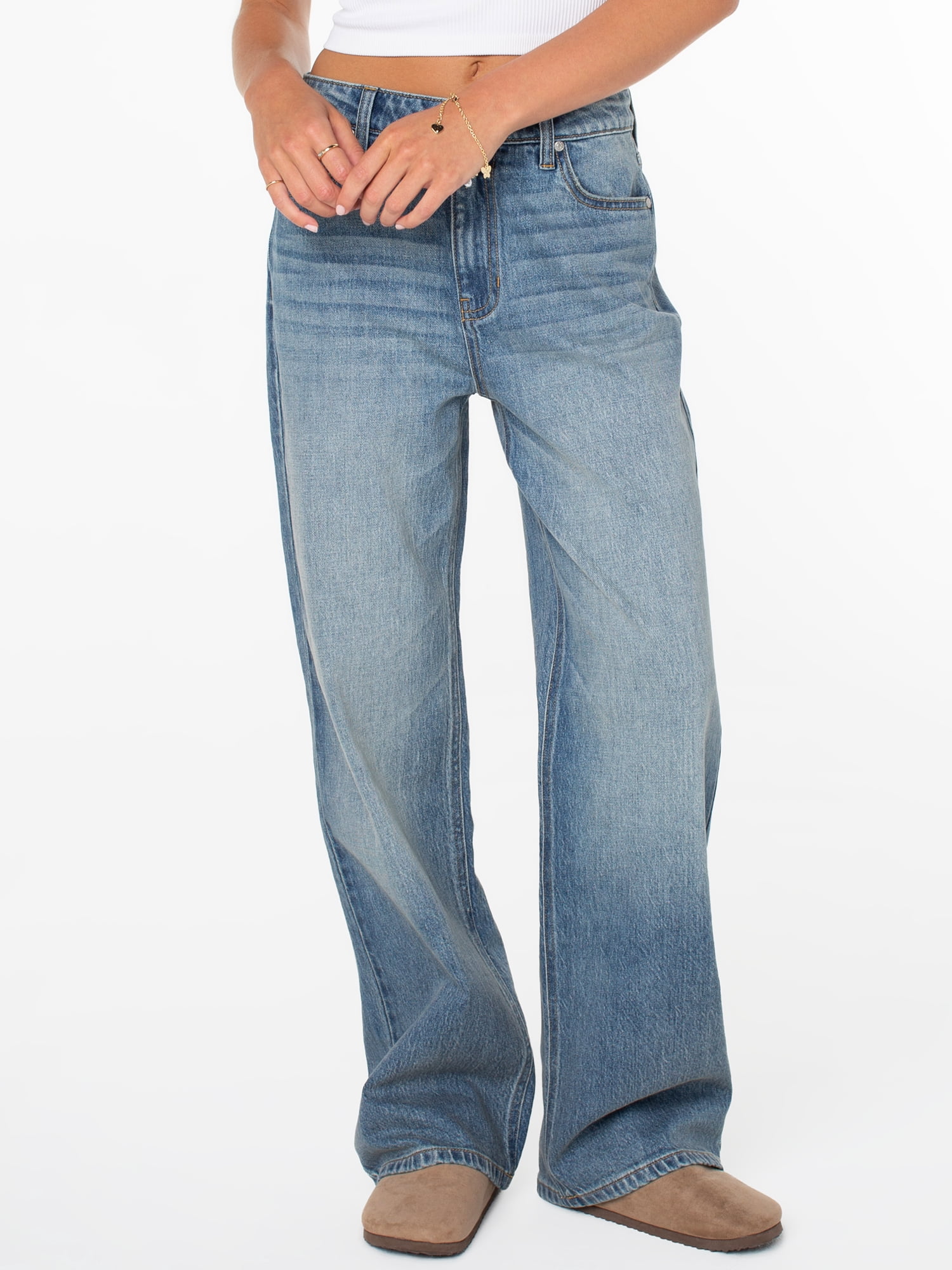 Celebrity Pink Women's and Women's Plus Slouchy Wide Leg Jean, Available in 30", 32", and 34" inseams, Sizes 1-24W