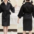 thumbnail image 3 of WhouRiu Big Girls Outfit Set Long Sleeve Relaxed Satin Robe Kids Silk Birthday Wedding Party Spa Outfits,1-Piece Black,Size 11-12 Y, 3 of 4