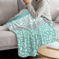 thumbnail image 3 of Turquoise Floral Blanket Soft Cozy Warm Throw Blanket for Couch, Plush Fuzzy Flannel Fleece Blankets for Sofa, Botanical Blossom Motif Boho Grey Stripes Bed Blankets Gifts for Men, 32"x48", 3 of 9