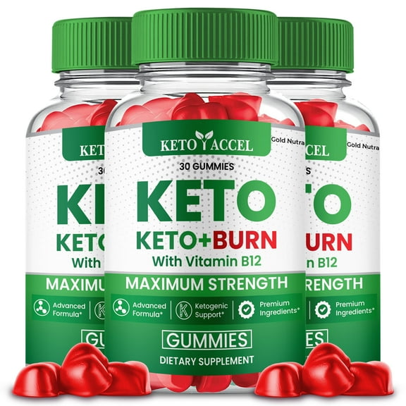 (3 Pack) Keto Accel Keto Burn Gummies, Keto Accel with Apple Cider Vinegar, Max Strength Supplement for Men and Women