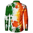 thumbnail image 4 of Mens Long Sleeve Tee Shirts Saint Patrick's Day Clover Print Irish Celebration Button Top, 4 of 4