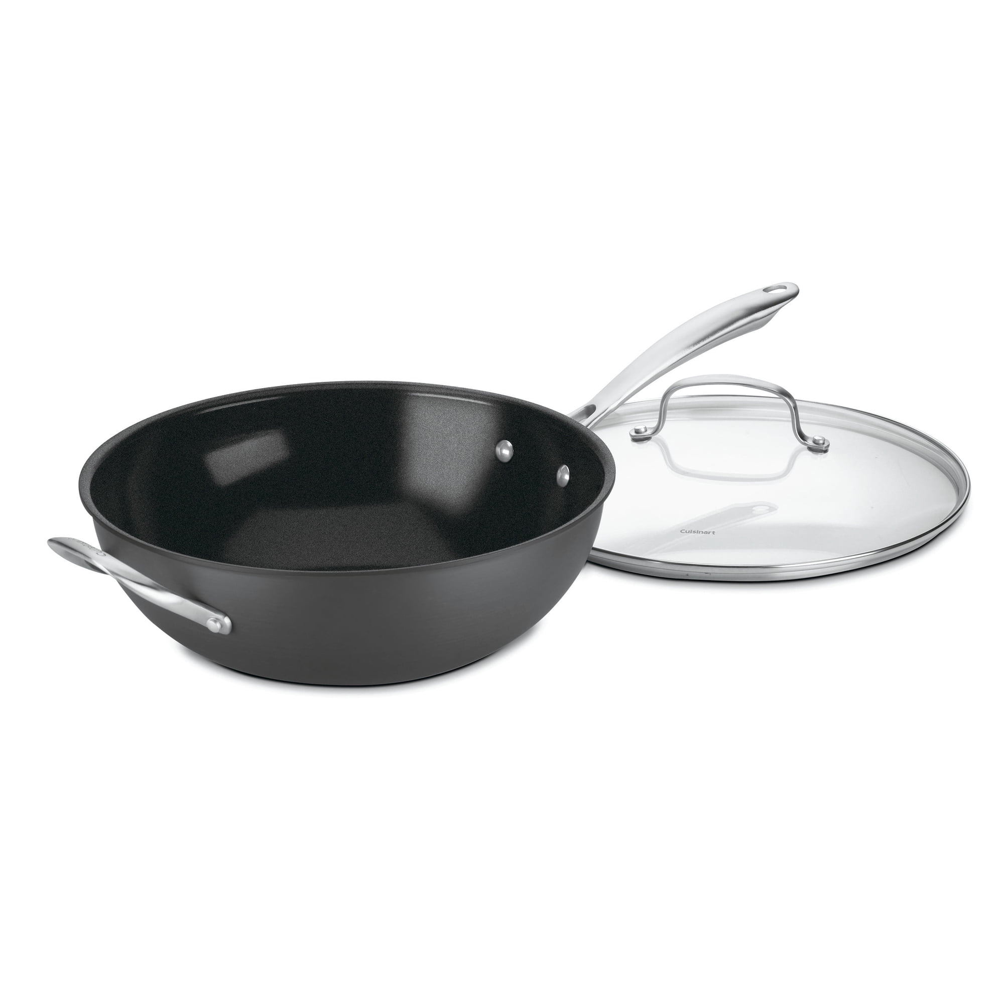 Cuisinart Green Gourmet Hard Anodized Eco Friendly Non-Stick 12" Stir Fry Wok with Glass Cover
