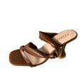 thumbnail image 3 of Vedolay Women's Pumps Women's High Heels Open Toe Mules Backless Block Heels Strappy Shoes,Brown 8.5, 3 of 4