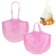 thumbnail image 1 of Uxcell 2-Pack Bolsa de Malla de Algodón, Bolsas de Compras Reutilizables y Lavables [Rosa, Asa Larga y Corta], 1 of 1