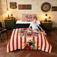 thumbnail image 3 of Manfei Watercolor Stars Twin Comforter Sets, Floral Stripe Bedding Set, Red White Blue Green, Black Reversible 2pcs, 1 Comforter and 1 Pillowcase, 3 of 6