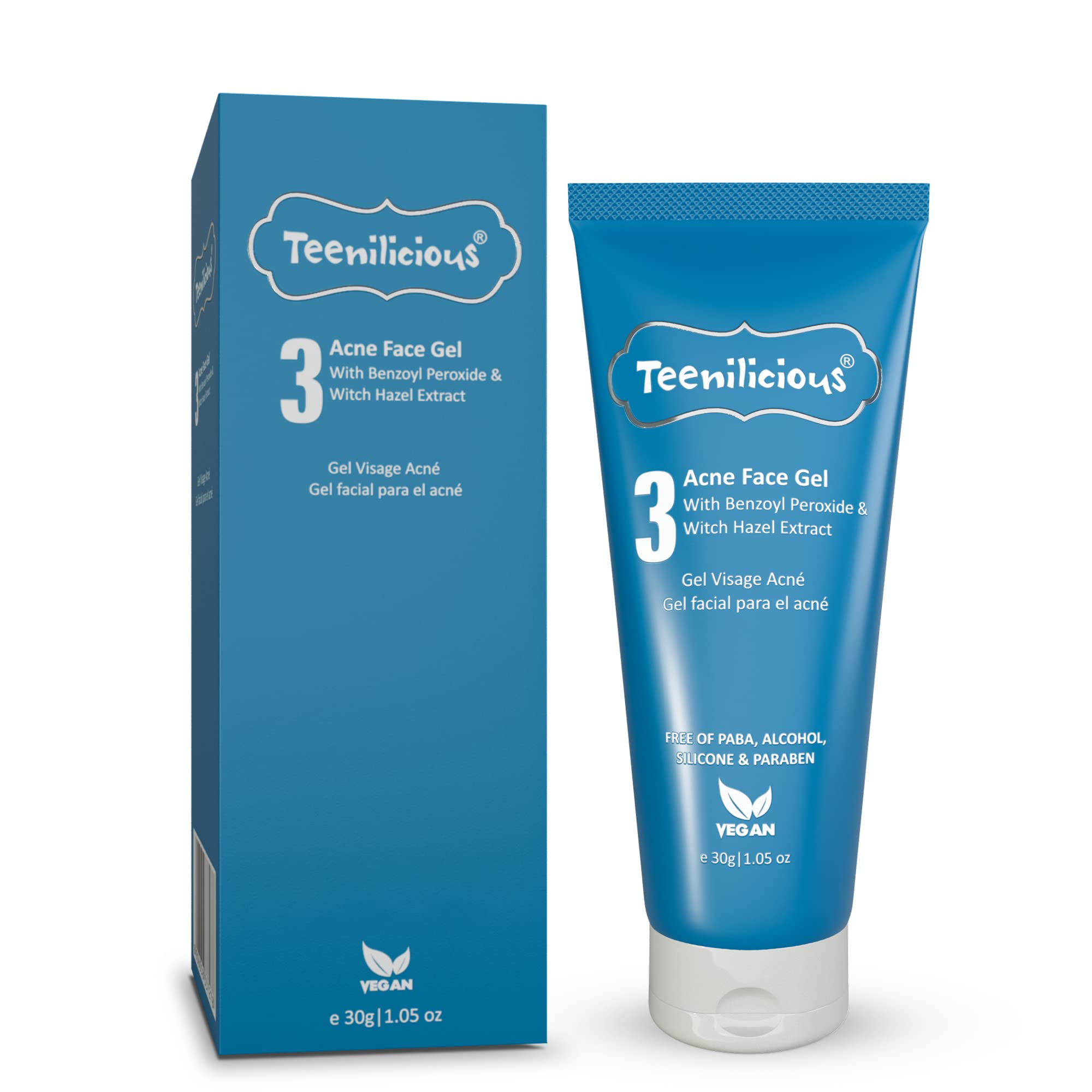Teenilicious Acne Face Gel BP With Witch Hazel Extract & Tea Tree Oil AntiAcne Spot Gel For