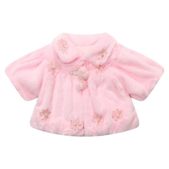 Richie House Little Girls Pink Delicate Flowers Early Winter Waistcoat 3/4