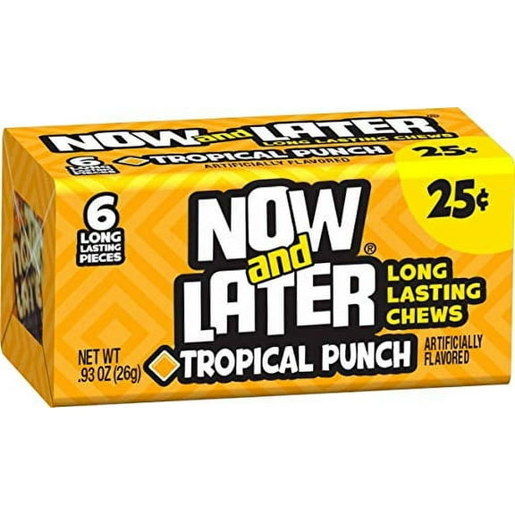 Now & Later Tropical Punch Candy, 0.93 oz - Case of 12