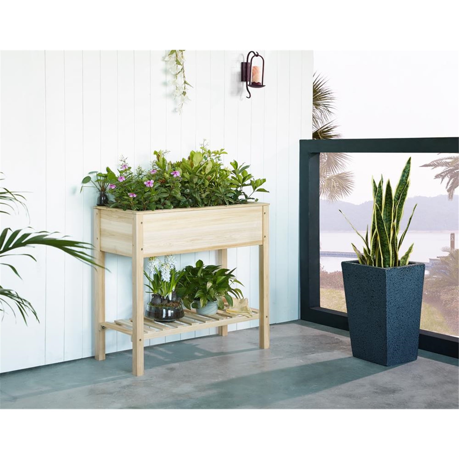 Naomi Home Dahlia Raised Garden Planter Bed with Storage ShelfFinish