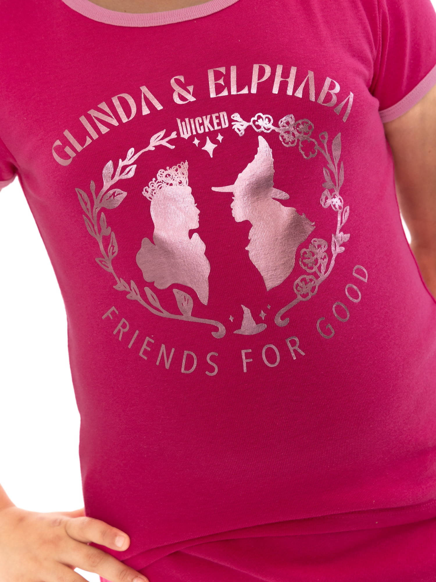 Wicked Girls Short Sleeve Bow Detail Graphic T-Shirt, Sizes 4-16