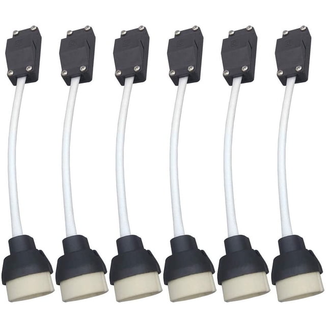 Jane Art (6 Pieces) GU10 Socket Ceramic Base and Terminal Block/Bridge with Cable and Insulating Sleeve - Adapter for LED and Halogen Socket Connectors