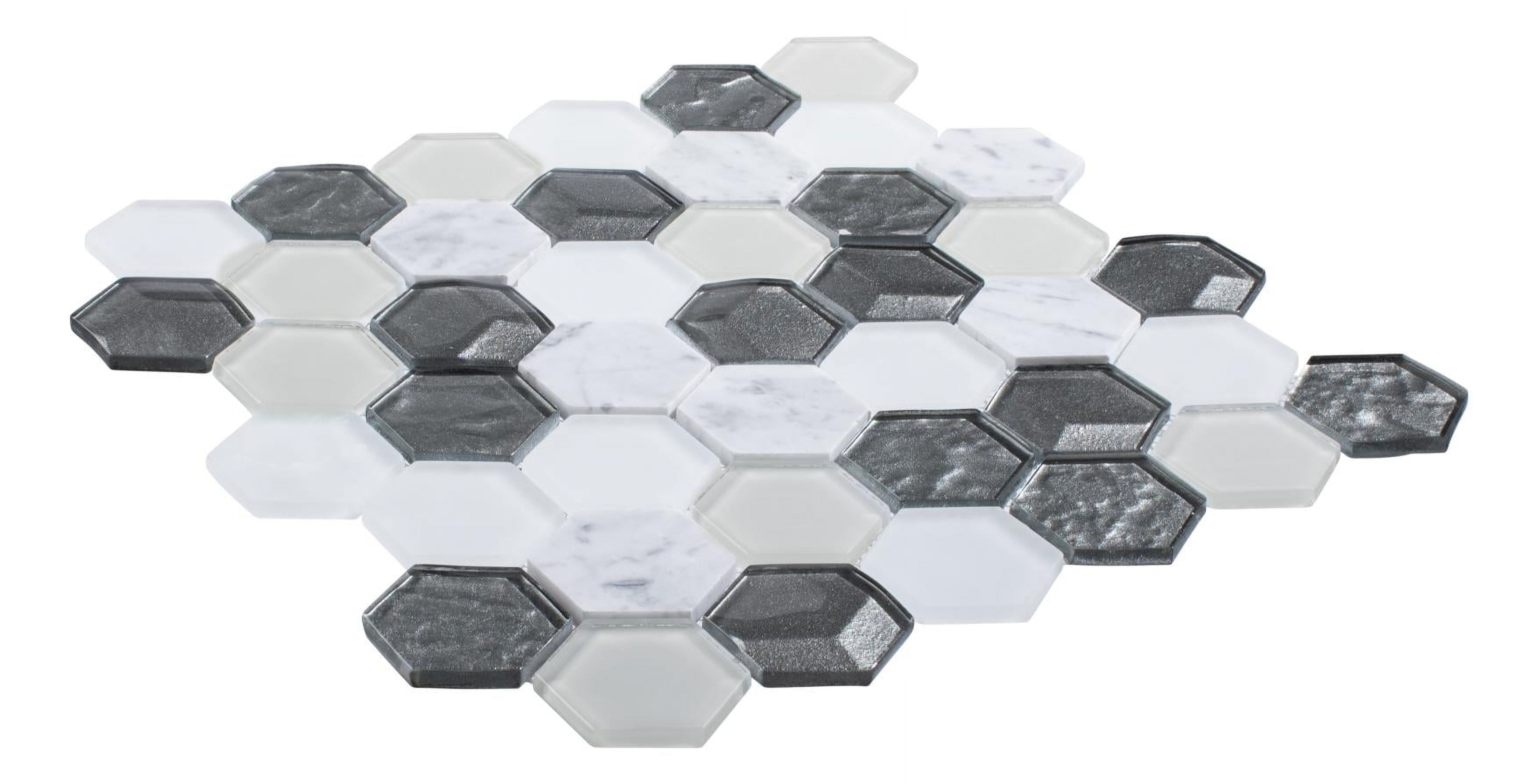 Xen Angels Gray 2-in. Honeycomb Polished Glass and Natural Stone Mosaic Wall Tile