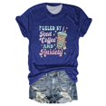 thumbnail image 3 of WNEGSTG Shirts for Women Cute Letter Graphic T Shirt Short Sleeve Shirts Top Blue, 3 of 3