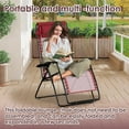 thumbnail image 6 of Oversized Zero Gravity Lounge Chair for Outdoor Use – Reclining Patio Lounger with Pillow, Foldable Lawn Chair for Sunbathing, Balcony, BBL Recovery, Camping, 300 lbs Capacity, Burgundy, 26" Wide, 6 of 7