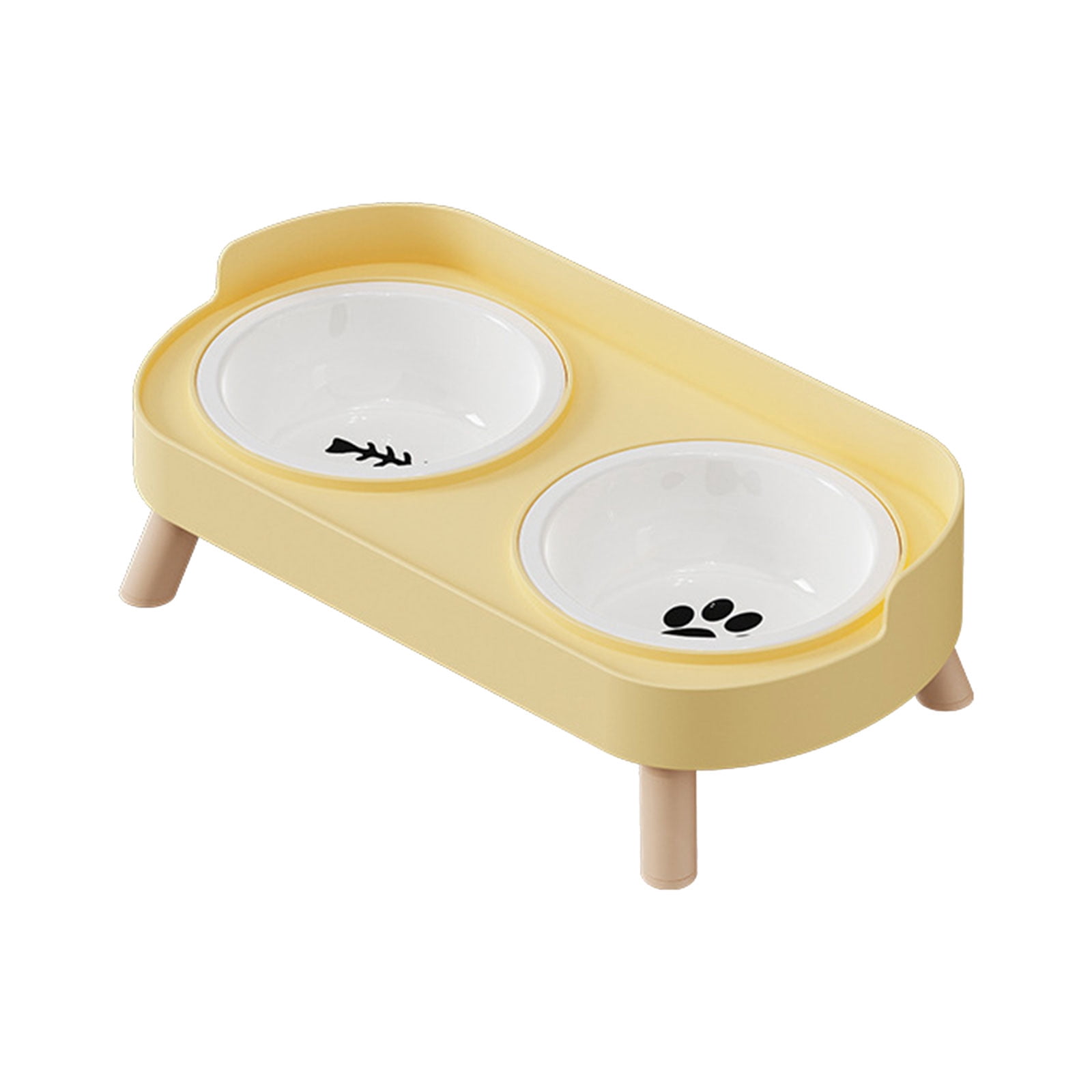 Ceramic Double Bowl Pet Feeders with Easy to Clean Elevated Design Dog Cats Dishes Feeding Dishwear For Dog Cats
