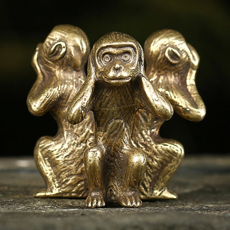 Handmade Craft Solid Copper Three wise monkeys Statue Best Collection 