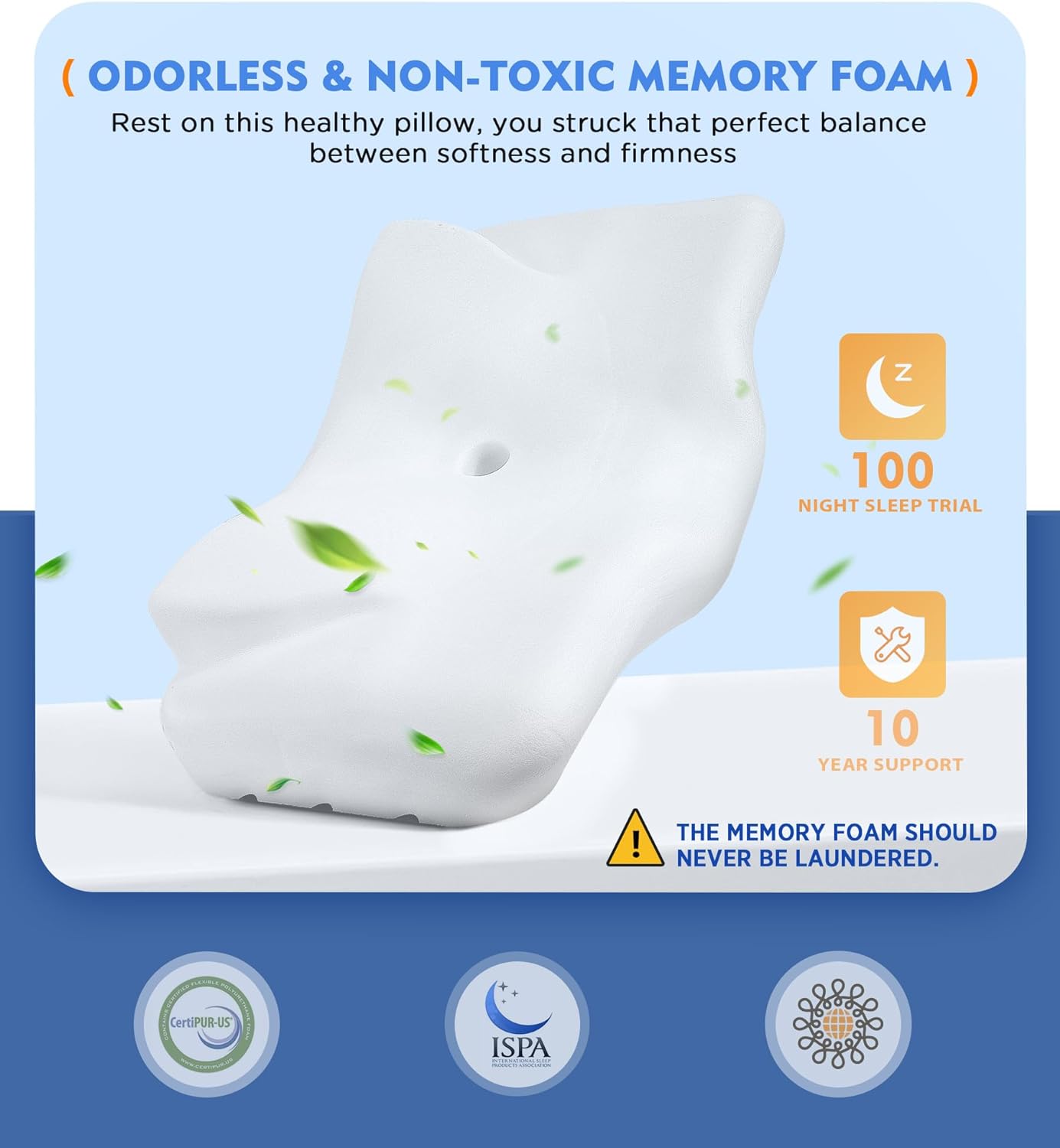Cervical Pillow for Neck Pain Relief, Hollow Design Odorless Memory Foam Pillows with Cooling Case, Adjustable Orthopedic Bed Pillow for Sleeping, Contour Support for Side Back Sleepers