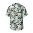 thumbnail image 4 of Balery Mallard Ducks And Roses Men's Casual Button Down Shirt Short Sleeve Textured Summer Cuban Beach Shirts-4X-Large, 4 of 7