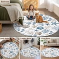 thumbnail image 5 of Coastal Seashells Round Area Rug 7Ft Washable Circle Rugs for Dorm Laundry Room, Nautical Beach Ocean Creatures Leaves Non-Slip Carpet Floor Mats Indoor Outdoor Carpet Runner Aesthetic Home Decor, 5 of 8