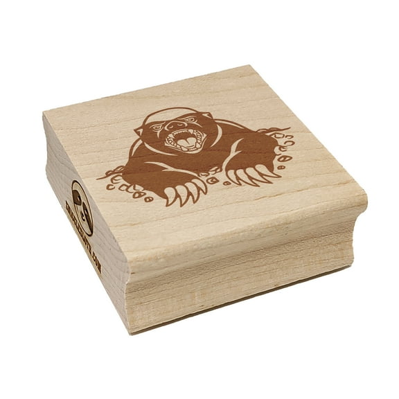 Angry Honey Badger Square Rubber Stamp Stamping Scrapbooking Crafting - Small 1.25in