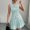 White-blue-XS, variant on White-Blue Floral Sleeveless A-Line Skater Mini Dress, Crew Neck High Waist
