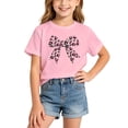 thumbnail image 2 of ZHOGXU Toddler Kids Girls T Shirt Short Sleeve Round Neck Bow Print Comfortable Breathable Fashion Tee Top For Everyday Wear,Pink,12-14 Years, 2 of 5