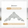 thumbnail image 3 of Uxcell 4 Pack Vintage Flat Corner Bracket, 2" x 2" Metal Desk Corner Protectors Zinc Alloy Decorative Edge Cover with Screw for Furniture Jewelry Box Gifts Box, Silver, 3 of 6