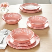The Pioneer Woman Daisy 12-Piece Bamboo Melamine Dinnerware Set, Pink