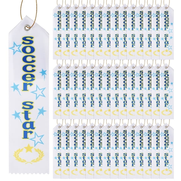 Uxcell 100 Pcs Award Ribbons, 8 x 2 Inch Soccer Star Participation Ribbons Winner Recognition Ribbons for Competitions Sport Events